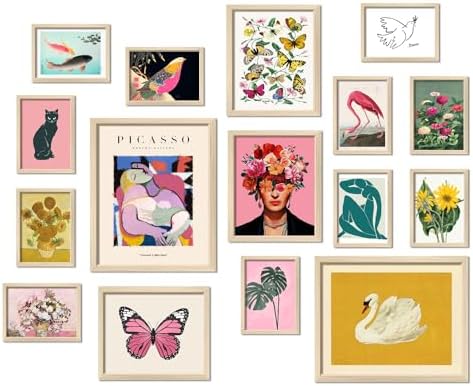 ANERZA 16 PCS Eclectic Wall Art Decor, Modern Maximalist Wall Prints for Bedroom, Posters for Room Aesthetic, Wall Collage Kit Pictures for Living Room, Colorful Dorm Gallery Home Decor by ANERZA