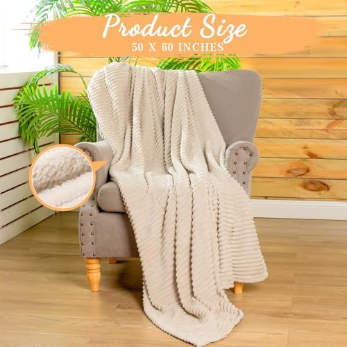 Buryeah 6 Pcs Flannel Blankets Bulk,Fall Outdoor Wedding, Beige - Image 2