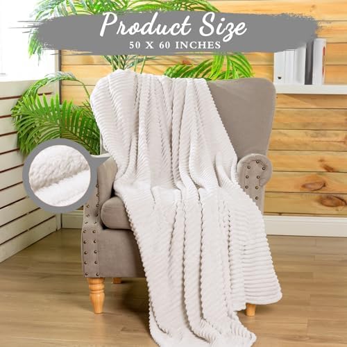 Buryeah 12 Pcs Flannel Blankets Bulk,Fall Outdoor Wedding, Cream White - Image 2