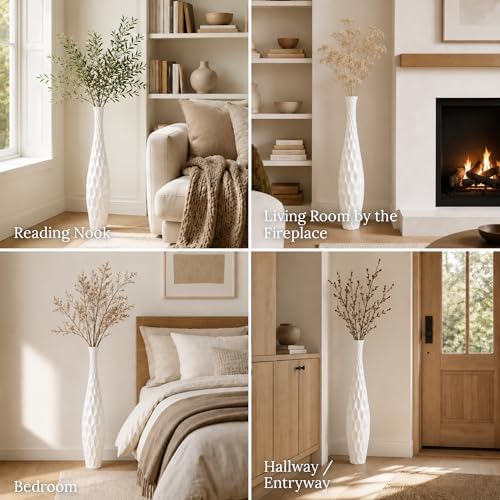 Leewadee Large Floor Vase 34 inches Mango Wood for Pampas Grass, Dried Flowers - Image 4