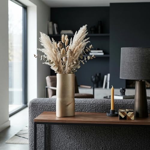 Sculptural Ceramic Vase for Living Room and Home Decor - Elegant Modern Flower Vase as A House Accent with Modern Pottery - Decorative Table Styling for Bedroom, Room and Office Display - 15”, Cream - Image 3