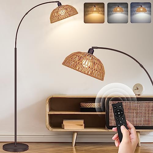 Brilvibera Boho Floor Lamp with Remote Arc Tall Lamp by Brilvibera
