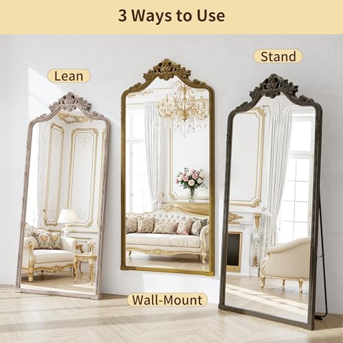 71"x32" Bronze Arched Full Length Mirror with Stand,Leaning or Hanging - Image 4