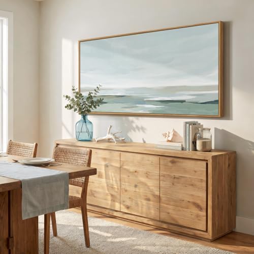 Large Framed Sage Green Abstract Wall Art for Living Room, Horizontal 60x30 - Image 2