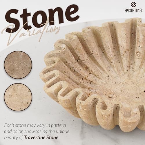 Large Decorative Bowl, 8'' Travertine Bowl for Home Decor - Image 4