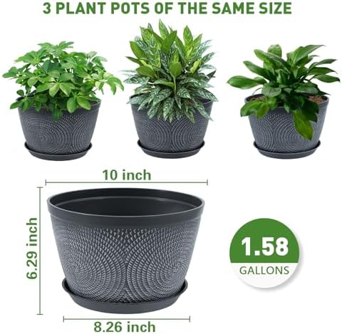 Quarut Flower Pots for Outdoor,Plastic Plant Pots with Drainage Hole & Tray - Image 6