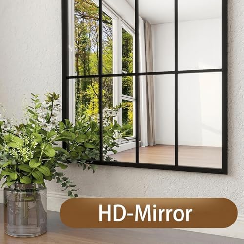 Dewfig Arched Windowpane Floor Mirror, 71"x 32" Full Length Mirror, Black - Image 5