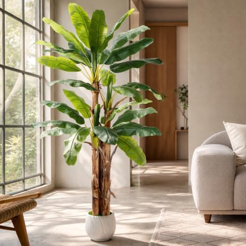 8FT Artificial Banana Tree, Tropical Plant, Large Faux Plant Outdoor - Image 5