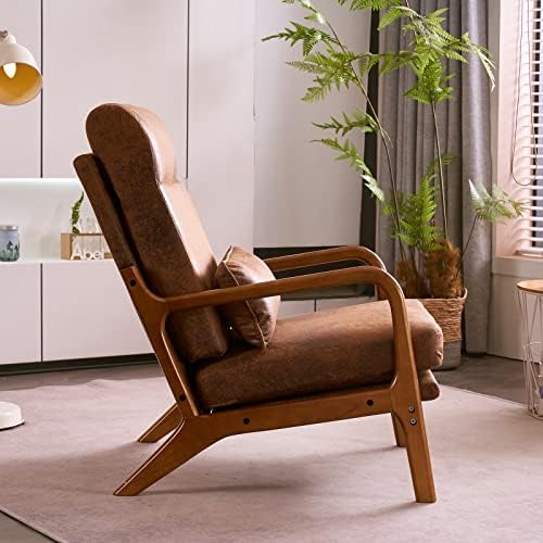 Karl home Accent Chair High Back Mid-Century Modern, Brown - Image 4