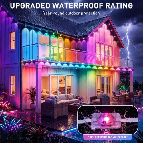 LITSOUL 600FT Permanent Outdoor Lights for House RGB+IC, Chasing Effect Smart RGB+IC Eave LED Lighting with 16 Million Colors, Waterproof Outdoor Strip Lights for Christmas Halloween Holiday Daily - Image 3