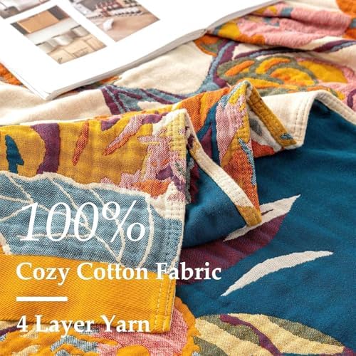 LUTBM Throw Blanket for Bed, 100% Cotton Boho Lightweight Quilt, Room Decor - Image 6