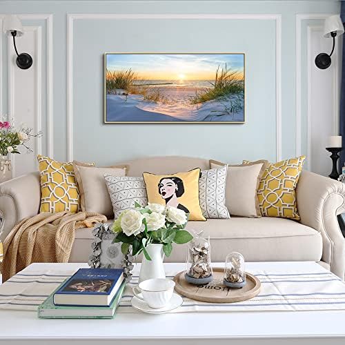 MHARTK66 Framed Wall Art for Living Room Modern Wall Decor for Bedroom Beach Landscapes Painting Coastal Picture Ocean Sunset Artwork for Walls Canvas Prints for Bathroom Office Large Home Decorations - Image 4
