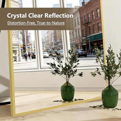 Mirrorons 82"x44" Gold Full Length Mirror, Large Floor Mirror with Stand - Image 6