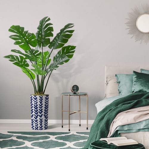 Artificial Tree in Modern Pattern Planter, Fake Monstera Silk Tree for Indoor and Outdoor Home Decoration - 65" Overall Tall (Plant Pot Plus Tree) - Image 5