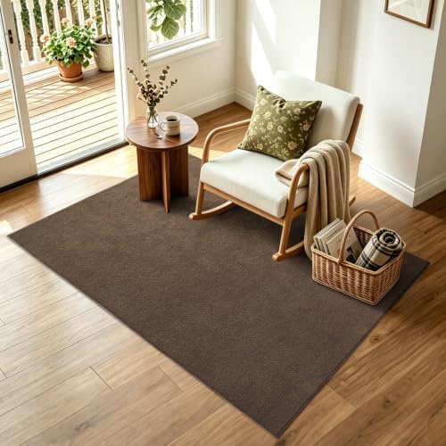 3x5 Beige Brown Solid Area Rug Washable Non-Slip Soft for Bedroom Kitchen - Image 3