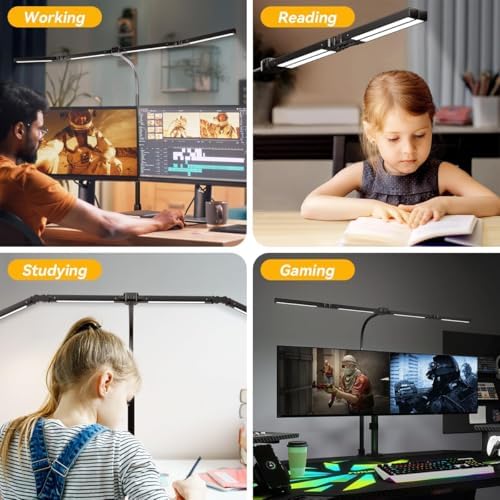 Adjustable LED Desk Lamp with Clamp & Remote, Wide 4-Head - Image 6