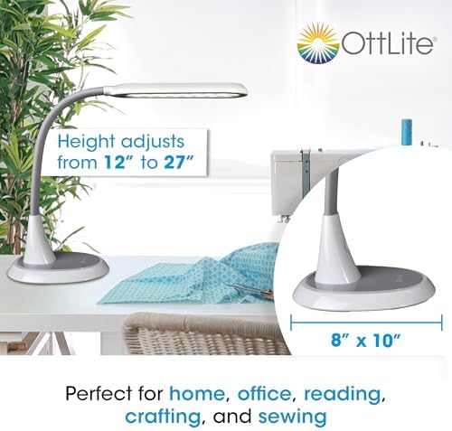 OttLite Wide Area Dimmable LED Table Lamp, White - Image 5