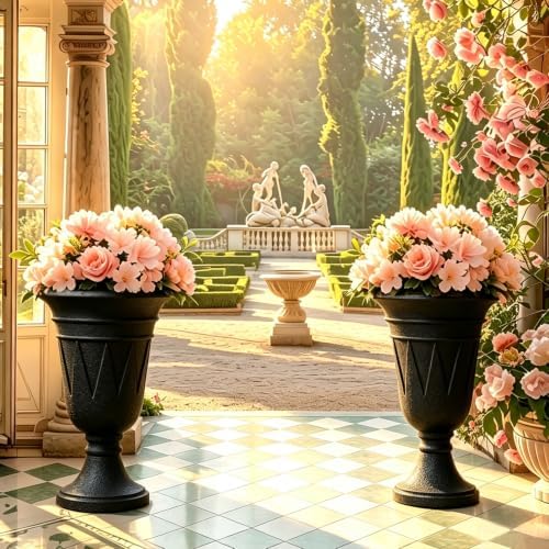 NicBex 24" Tall Urn Planters for Outdoor Plants Set of 2 - Black Trophy - Image 6