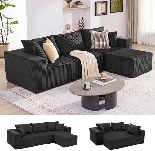 Weture 107.4" Modular Bnoeless Couch, Convertible Sectional Couch, Beige by Weture
