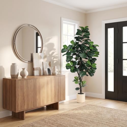 LYERSE Faux Fiddle Leaf Fig Tree 7ft with Sturdy White Planter - Image 5