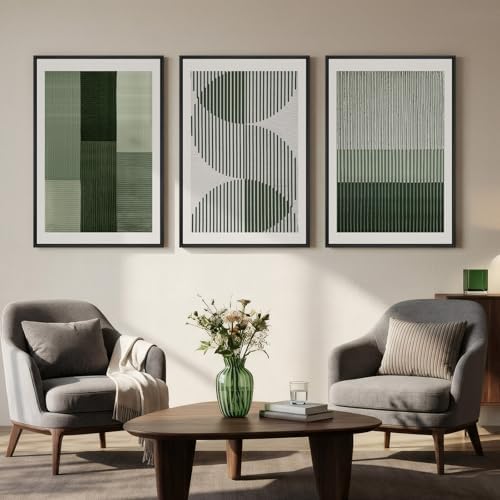 Large Framed Sage Green Abstract Wall Art for Living Room, 3 Piece 24x36 In - Image 4