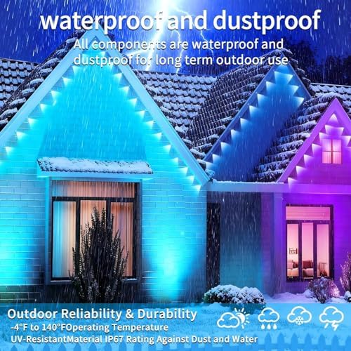 65.6FT Permanent Outdoor RGB Lights,IP67 Waterproof Smart LED Eaves Lights with App/Remote Control,for Christmas and All Holiday Decor,Daily and Accent Lighting,House Roof and Garden Lighting - Image 6