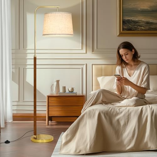 CINKEDA Wood Arc Floor Lamp,63" Tall Mid Century Modern Standing Lamp with Foot Switch & 3 Color Temperatures,Vintage Floor Lamps for Living Room Bedroom Office Reading Corner (Bulb Included),Walnut-B - Image 3