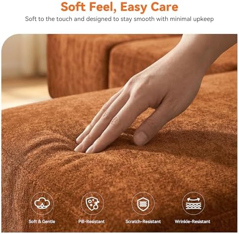 MONVANE 70" Modular Sectional Sofa, Boneless Loveseat, Orange - Image 5