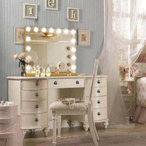 Ratsamee Gold Hollywood Vanity Mirror with Lights, 15 Dimmable Bulbs, 3 Color Lights,Make Up Lighted Mirror, Aluminum Metal Frame, USB Charging Port（23" x 18"） - Image 2