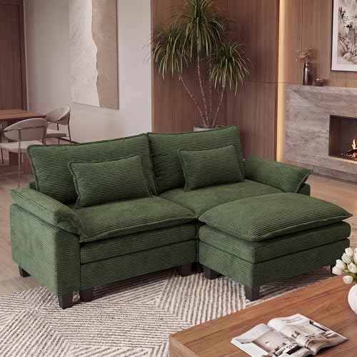 URRED Oversized Modular Sectional Sofa，Solid Green：87" L Shaped by URRED
