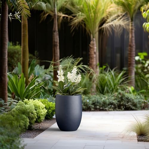 Kante Accent Round Curved Charcoal Concrete Planter 12.6" Dia, Outdoor - Image 6