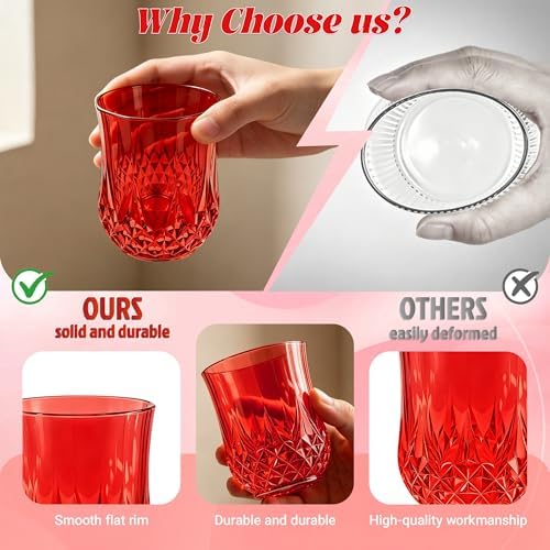 24 Pack Plastic Stemless Wine Glasses, 12oz Unbreakable Wine Cups - Image 3