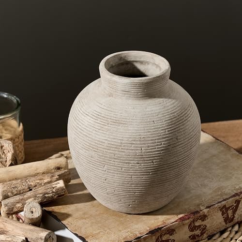 Vanselia Ceramic Flower Vase Home Decor - Small Farmhouse Table Vases Rustic Vintage Living Room Kitchen Bedroom Decorations for House Book Shelf Office Coffee Desk Dining Fireplace (6" Retro) - Image 4