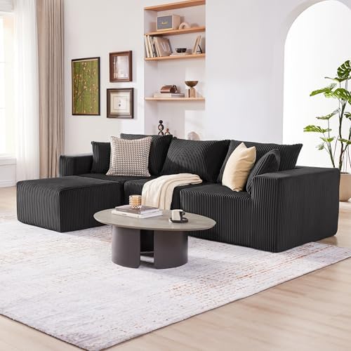 Weture 107.4" Modular Bnoeless Couch, Convertible Sectional Couch, Beige - Image 6