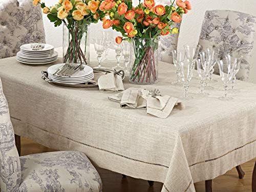 Fennco Styles Toscana Contemporary Plain Linen Blend 10 x 10 Inch Coasters for Dinner Table, Picnic Table, Parties, Wedding Decorations, Natural, Set of 4 - Image 3