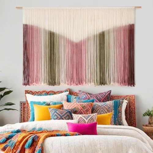 Macrame Wall Hanging Large Scale Tie Dye Yarn Wall Art Home Decor 57"W*35"L by IOWER