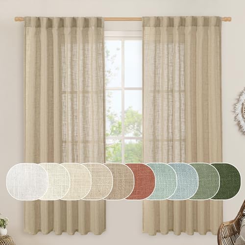 LAMIT Linen Semi Sheer Curtains for Bedroom 72 Inch Length 2 Panels by LAMIT