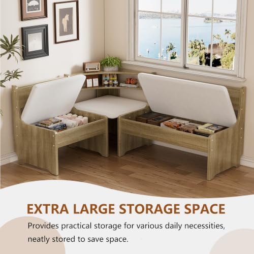 PAKASEPT Corner Breakfast Nook Table Set Kitchen Bench with Soft Cushion - Image 5