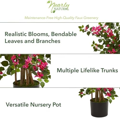 Nearly Natural 42 in Artificial Bougainvillea Tree with Pink Blooms - Image 4