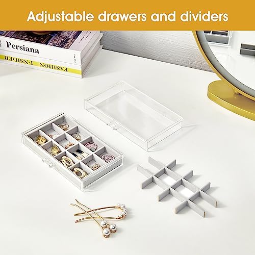 ProCase Earring Holder Organizer Jewelry Box with 10 Drawers, Grey - Image 2