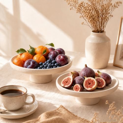 Natural Travertine Fruit Bowl for Kitchen Counter 10.2" - Image 3