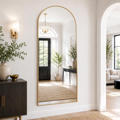 Full Length Mirror, 71"x26" Arched Standing Mirror Full Length (Gold) - Image 4