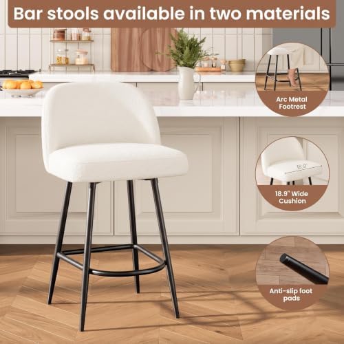 Garvee 26'' Bar Stools Set of 4, Counter Stools with Back & Thick Cushion - Image 3