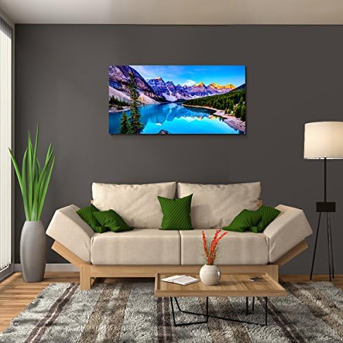 Haichuang Decor Art Moraine Lake Canvas Wall Art 57x28 Inches Framed Rocky Mountain Lake Wall Decor Wood Frame Waterproof HD Giclee Print Ready to Hang Nature Artwork for Living Room Bedroom Office - Image 3