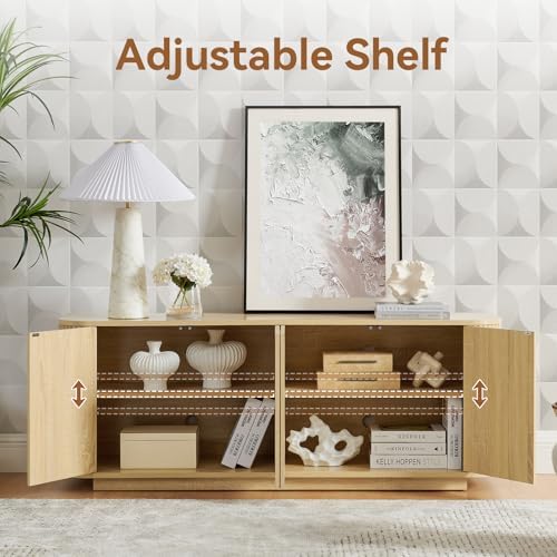 64" Fluted Buffet Cabinet with Storage Sideboard Cabinet - Image 6
