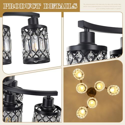 CNRATYE 6-Light Black Crystal Chandelier, Farmhouse Dining Room Chandelier - Image 7