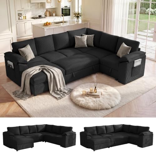 108 In L Shaped Modular Sectional Sofa Couch for Living Room, Black by Leramaner