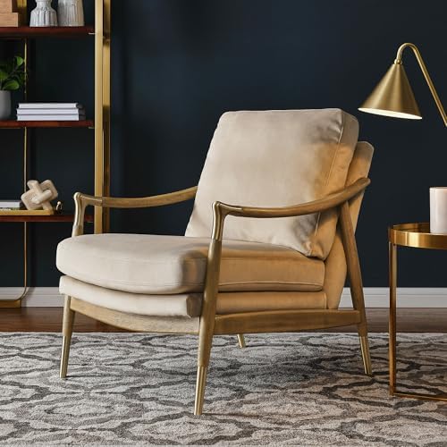 Modway Langford Stain-Resistant Performance Velvet Armchair – Mid Century Modern Velvet Chair with Wood Frame – Upholstered Accent Chair for Living Room or Bedroom - Image 2