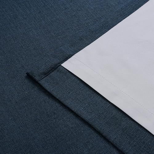 Vision Home Navy Blue Pinch Pleated Full Blackout Curtains Linen Blended Room Darkening Curtain Panels 90 inch for Living Room Bedroom Thermal Insulated Pinch Pleat Drapes with Hooks 40" Wx90 Lx2 - Image 6