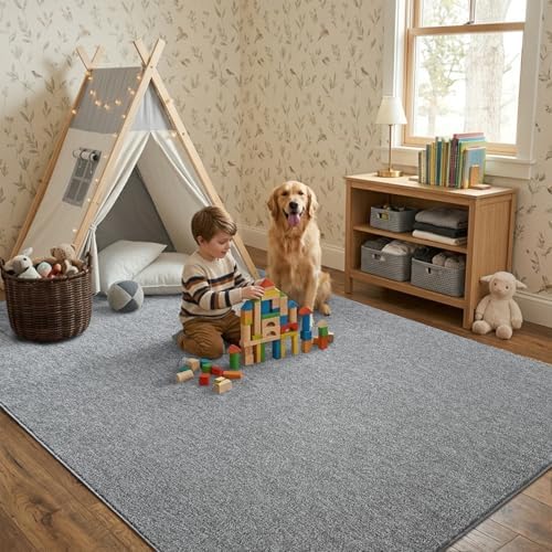 5x7 Grey Area Rug Washable Non-Slip Soft Thin for Living Room Bedroom - Image 3